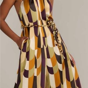 Halter jumpsuit earth tone colors tan olive green just a few shades size medium